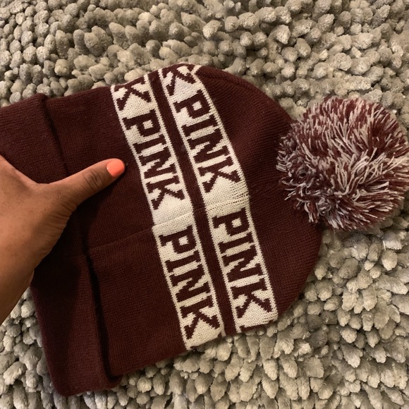 Burgundy LOVE PINK HAT - Picture 2 of 3